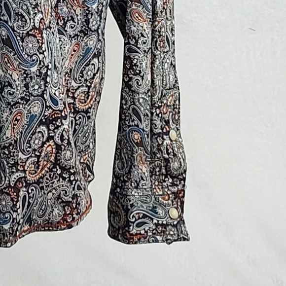 Panhandle Women's Rough Stock By Paisley Blue Long Sleeve Snap Western Shirt - Picture 7 of 8